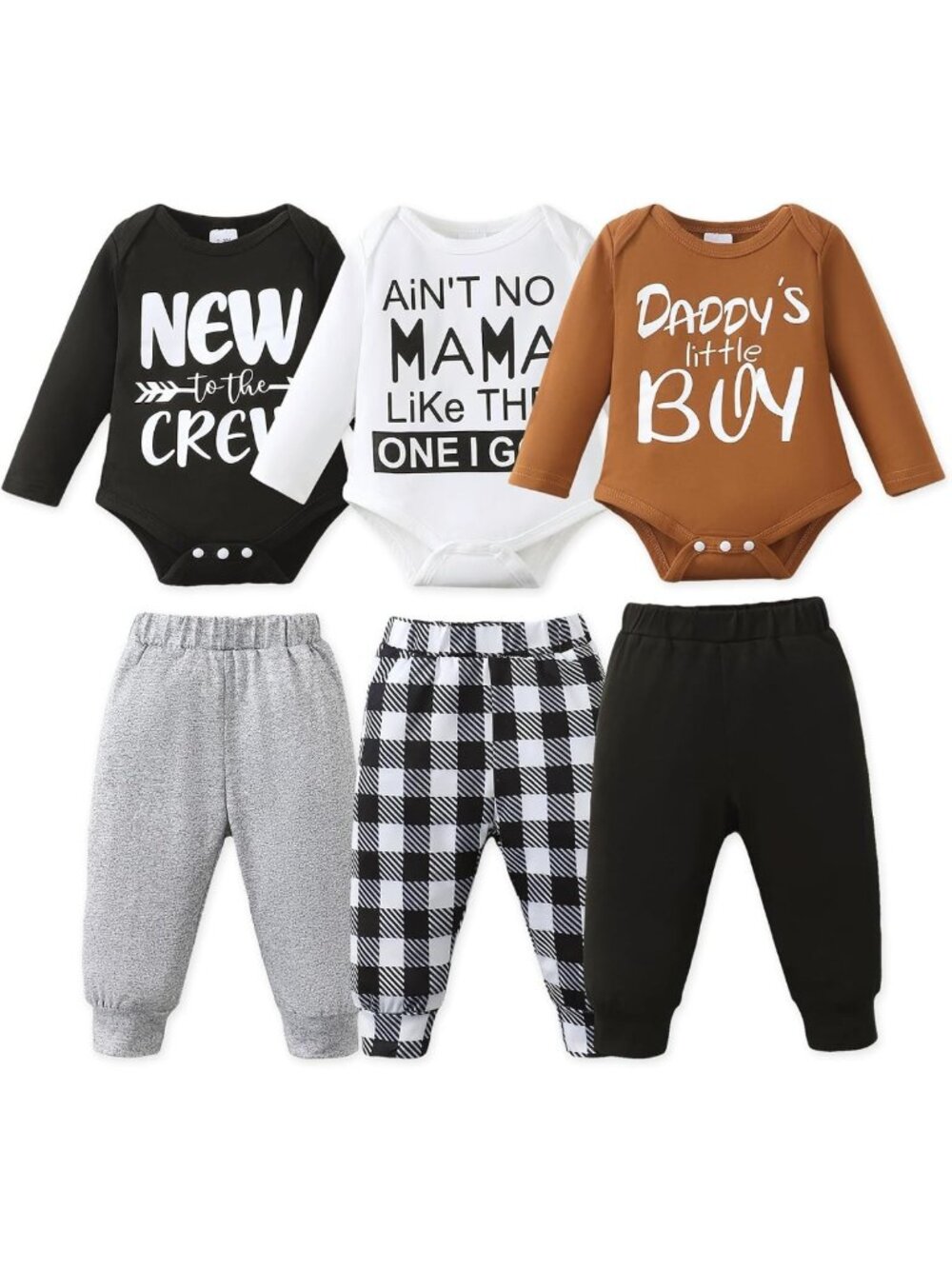 Adorable Newborn Baby Boy Outfit Set - 6 Pcs Romper & Pants for 0-12 Months